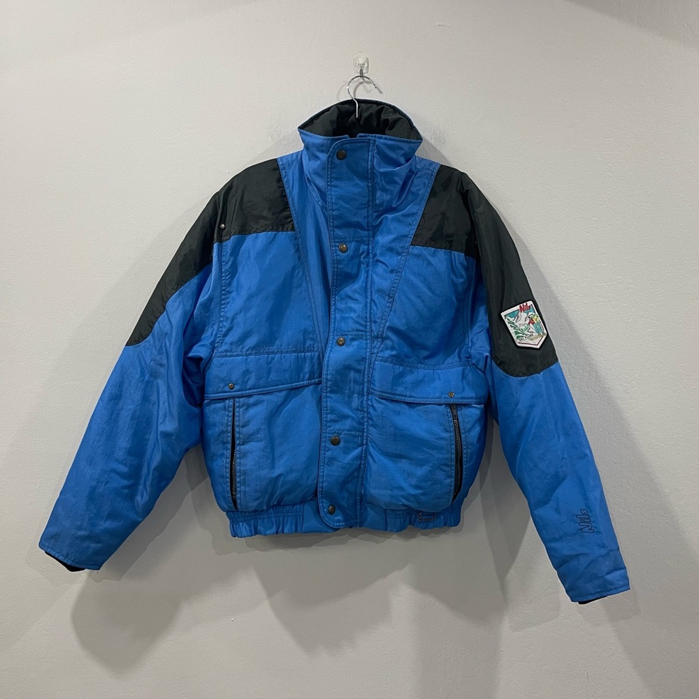 Rare Vintage 90’s Nils Blue Colorblock Snow Goose Down Jacket Sz Small